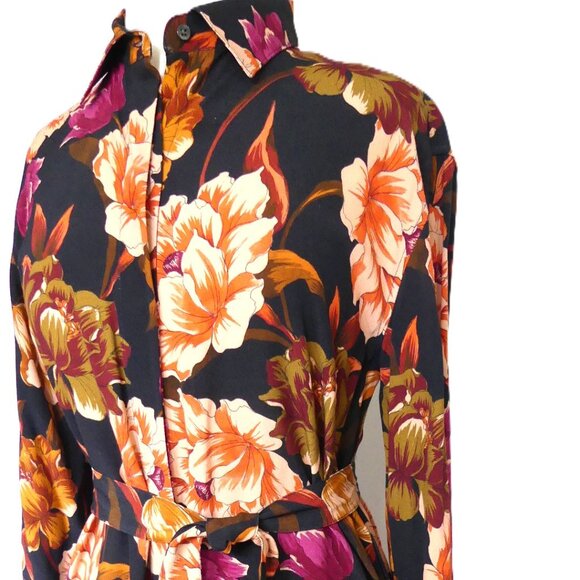 Stenstroms Frida Floral Print Long Shirt Dress with Matching Belt USA Size Small - Picture 3 of 15